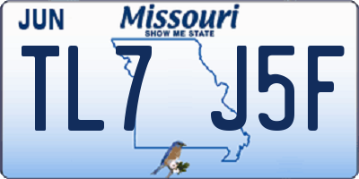 MO license plate TL7J5F