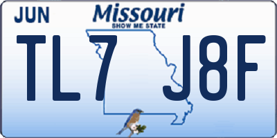 MO license plate TL7J8F
