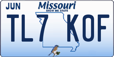 MO license plate TL7K0F