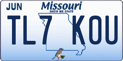 MO license plate TL7K0U