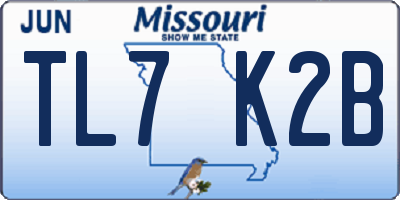 MO license plate TL7K2B