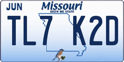 MO license plate TL7K2D