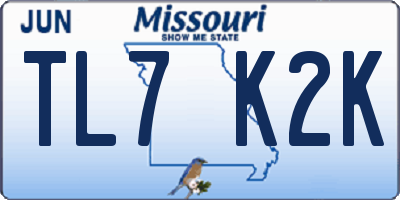 MO license plate TL7K2K