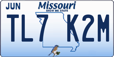 MO license plate TL7K2M