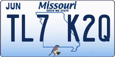 MO license plate TL7K2Q