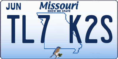 MO license plate TL7K2S