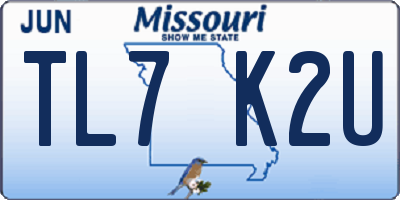 MO license plate TL7K2U