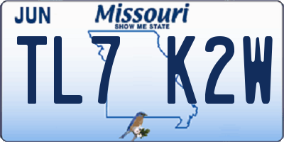 MO license plate TL7K2W