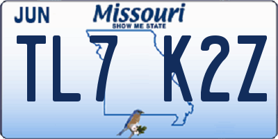 MO license plate TL7K2Z
