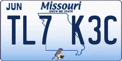 MO license plate TL7K3C