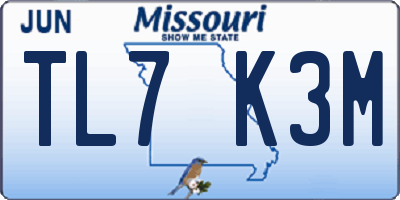 MO license plate TL7K3M