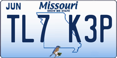 MO license plate TL7K3P