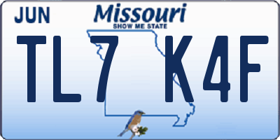 MO license plate TL7K4F