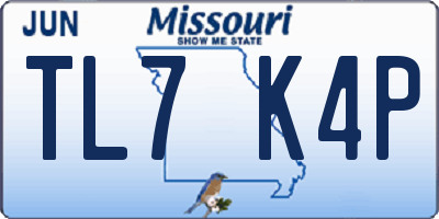 MO license plate TL7K4P