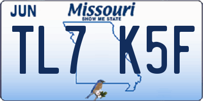 MO license plate TL7K5F