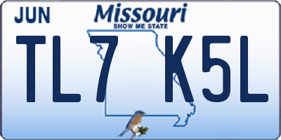 MO license plate TL7K5L