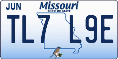 MO license plate TL7L9E