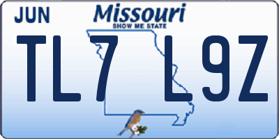 MO license plate TL7L9Z