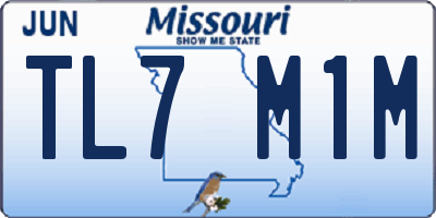MO license plate TL7M1M