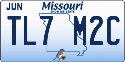 MO license plate TL7M2C