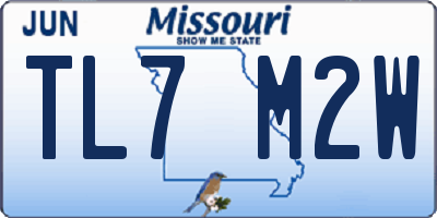 MO license plate TL7M2W