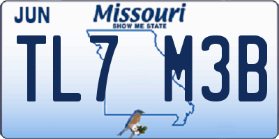 MO license plate TL7M3B