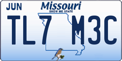MO license plate TL7M3C
