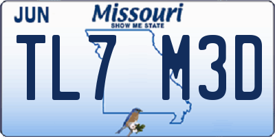 MO license plate TL7M3D