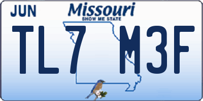MO license plate TL7M3F