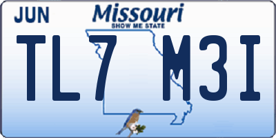 MO license plate TL7M3I