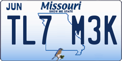 MO license plate TL7M3K