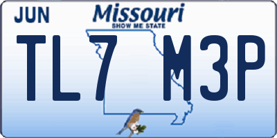 MO license plate TL7M3P