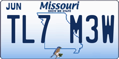 MO license plate TL7M3W