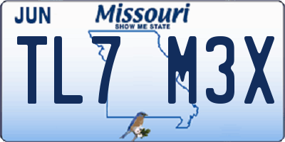 MO license plate TL7M3X