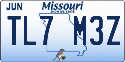 MO license plate TL7M3Z