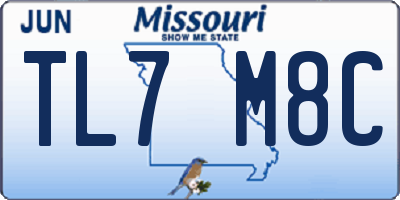 MO license plate TL7M8C