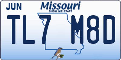 MO license plate TL7M8D