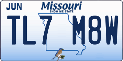 MO license plate TL7M8W