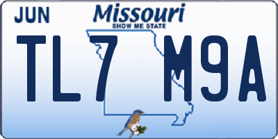 MO license plate TL7M9A