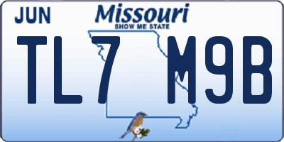 MO license plate TL7M9B