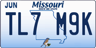MO license plate TL7M9K