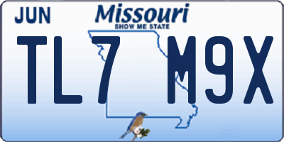 MO license plate TL7M9X