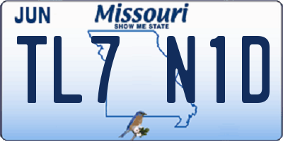 MO license plate TL7N1D
