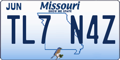 MO license plate TL7N4Z