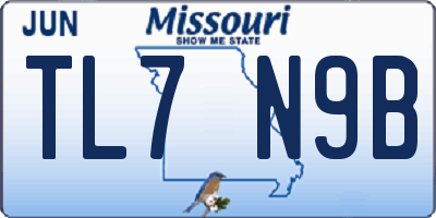 MO license plate TL7N9B