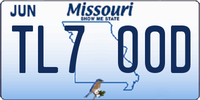 MO license plate TL7O0D