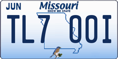 MO license plate TL7O0I