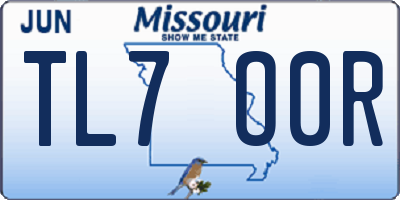 MO license plate TL7O0R