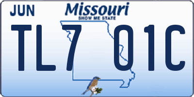 MO license plate TL7O1C