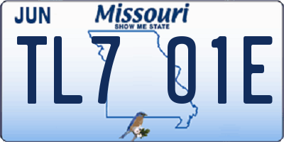 MO license plate TL7O1E